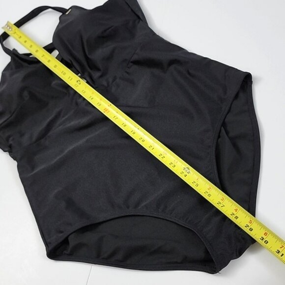 YBL Your Best Look Women's Black One Piece Swimsuit Strappy Halter Size 16 - Picture 12 of 16